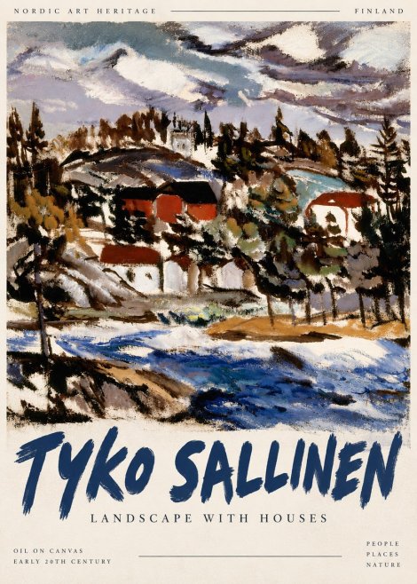 Tyko Sallinen Landscape with Houses No5 - Poszter