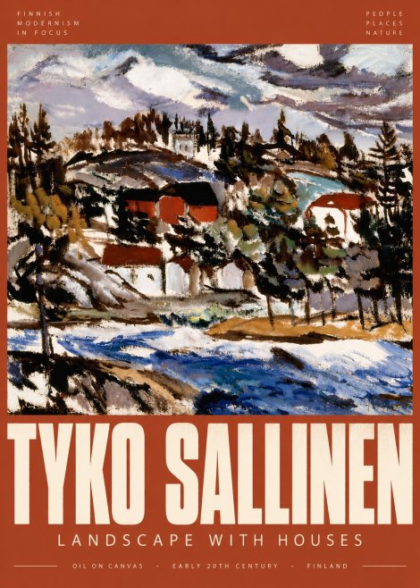 Tyko Sallinen Landscape with Houses No6 - Poszter