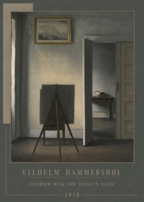 Vilhelm Hammershøi Interior with the Artist's Easel II No4 - Poszter