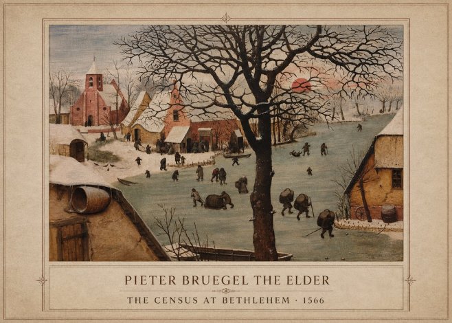 Pieter Bruegel The Census at Bethlehem V No1 - Poszter