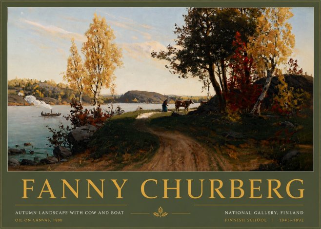 Fanny Churberg Autumn Landscape with Cow and Boat No6 - Poszter