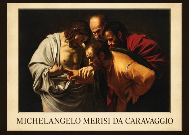 Michelangelo Merisi da Caravaggio The Incredulity of Saint Thomas IV No1 - Poszter