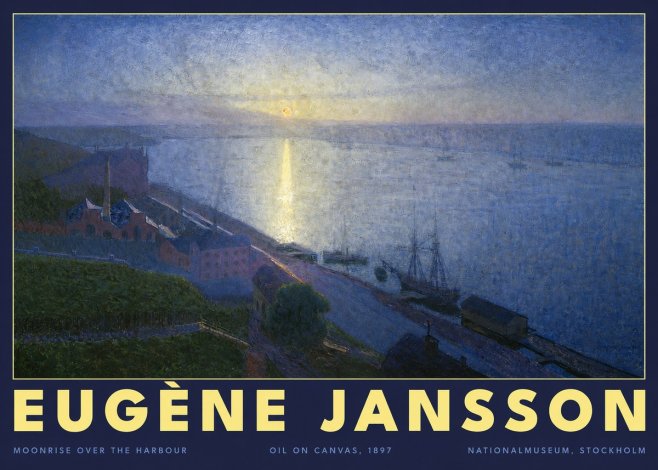 Eugène Jansson Moonrise over the Harbour No2 - Poszter