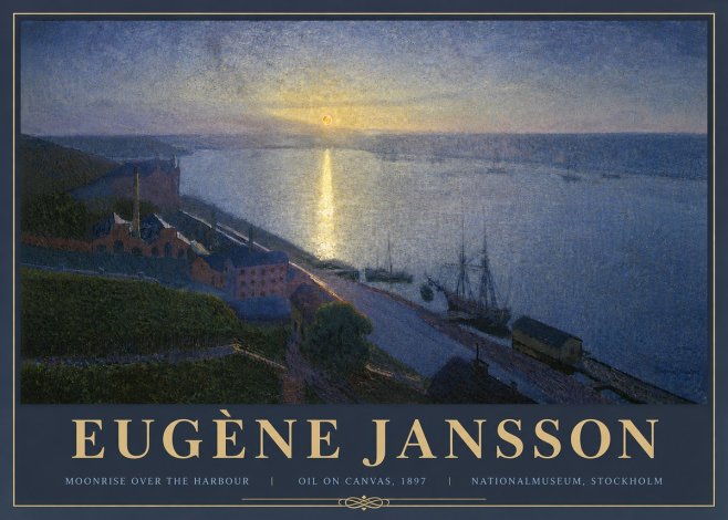 Eugène Jansson Moonrise over the Harbour No6 - Poszter
