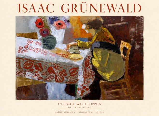 Isaac Grünewald Interior with Poppies No1 - Poszter