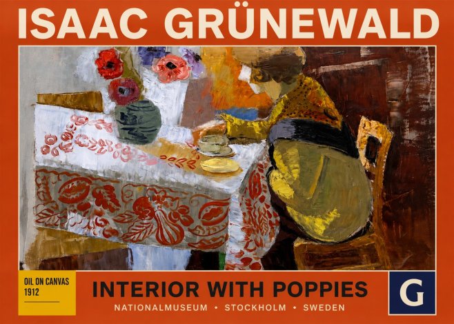 Isaac Grünewald Interior with Poppies No3 - Poszter