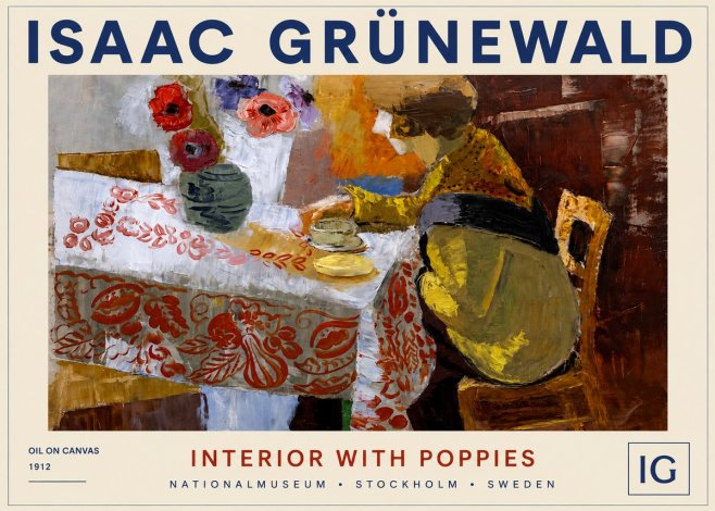 Isaac Grünewald Interior with Poppies No4 - Poszter