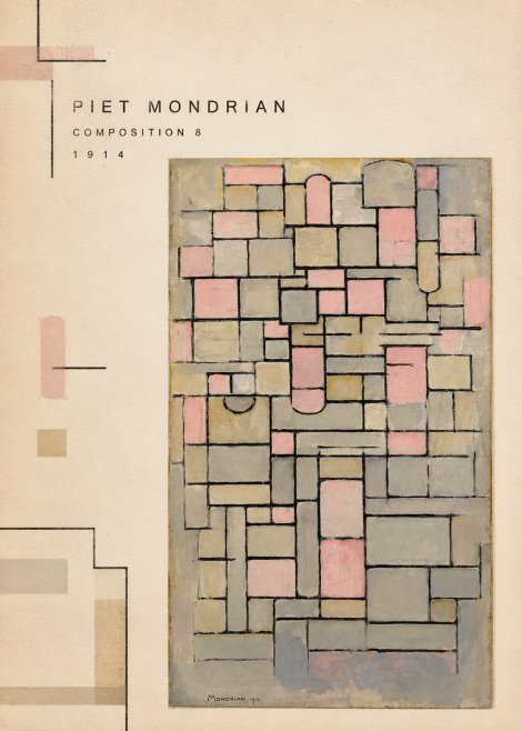 Piet Mondrian Composition 8 No2 - Poszter