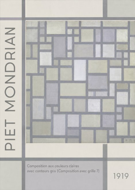 Piet Mondrian Composition Aux Couleurs Claires Avec Contours Gris (Composition Avec Grille 7) No2 - Poszter