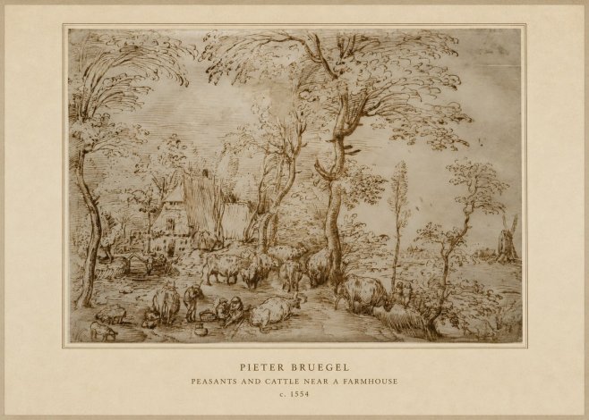 Pieter Bruegel Peasants and Cattle Near a Farmhouse No4 - Poszter