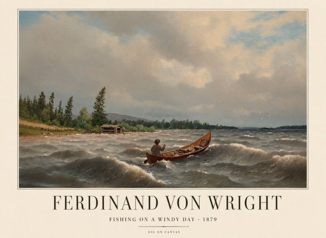 Ferdinand von Wright Fishing on a Windy Day No1 - Poszter