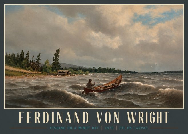 Ferdinand von Wright Fishing on a Windy Day No4 - Poszter