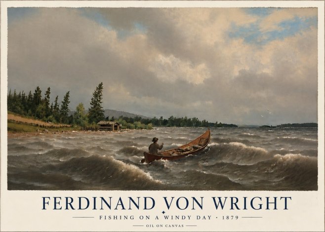 Ferdinand von Wright Fishing on a Windy Day No6 - Poszter