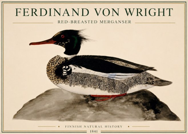 Ferdinand von Wright Red-breasted Merganser No1 - Poszter