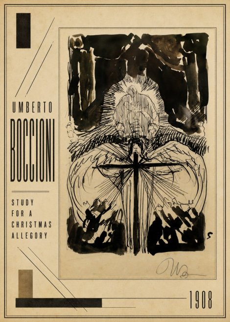 Umberto Boccioni Study for a Christmas Allegory No2 - Poszter