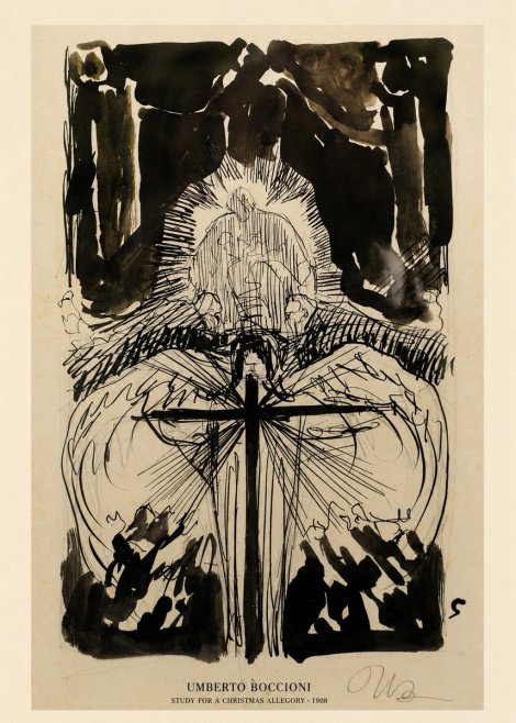 Umberto Boccioni Study for a Christmas Allegory No6 - Poszter