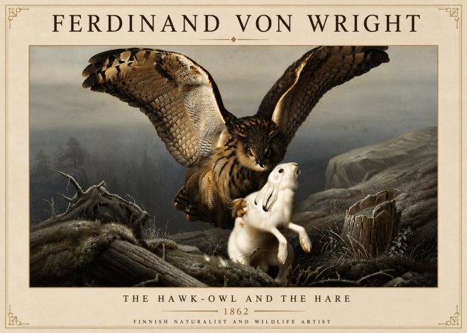 Ferdinand von Wright The Hawk-owl and the Hare No6 - Poszter