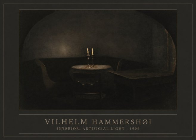Vilhelm Hammershøi Interior, Artificial Light No1 - Poszter