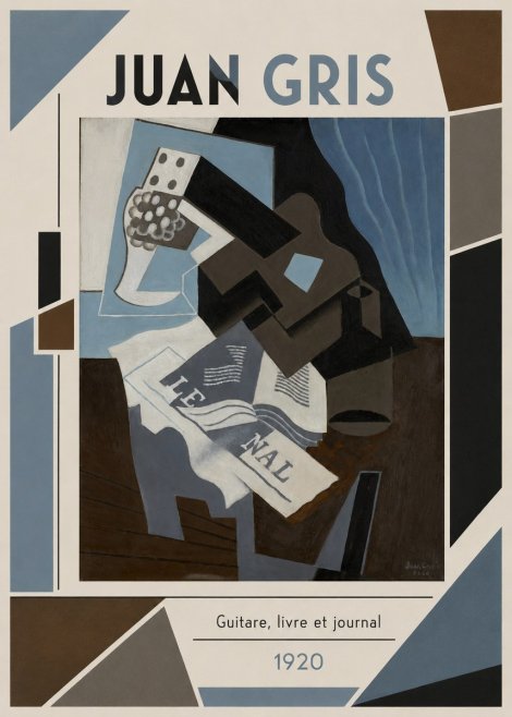 Juan Gris Guitare, Livre Et Journal No2 - Poszter