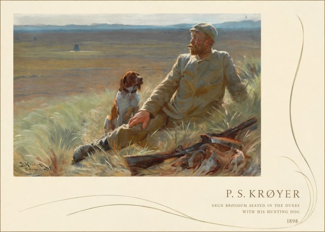P.S. Krøyer Degn Brøndum Seated in the Dunes with His Hunting Dog No3 - Poszter