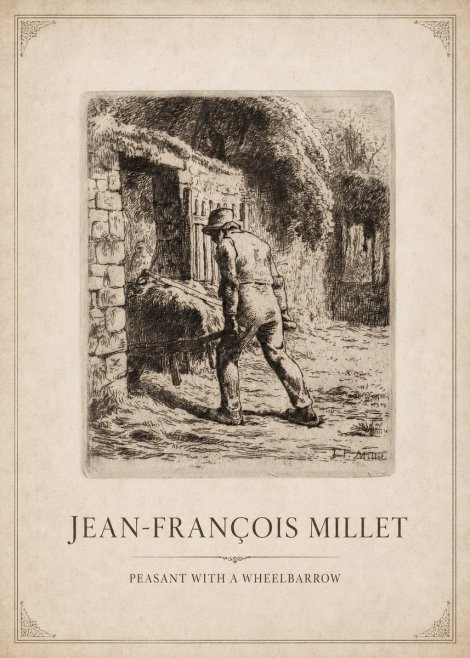 Jean-François Millet Peasant with a Wheelbarrow No1 - Poszter