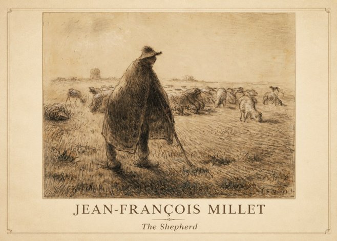 Jean-François Millet The Shepherd No1 - Poszter