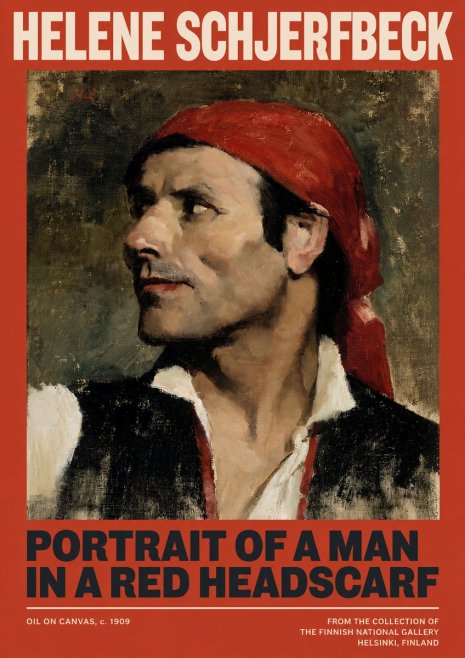 Helene Schjerfbeck Portrait of a Man in a Red Headscarf No2 - Poszter