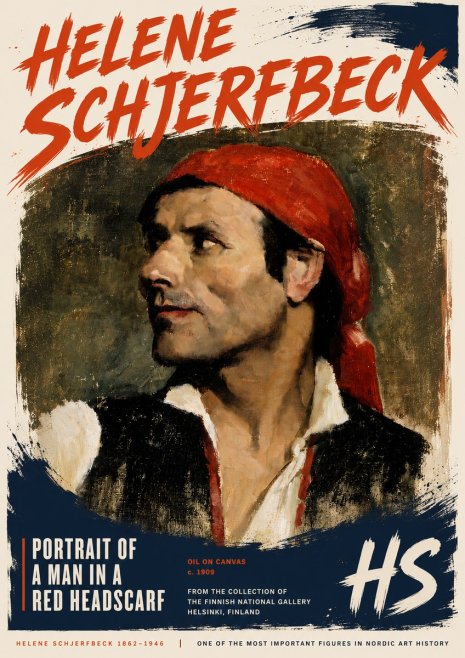 Helene Schjerfbeck Portrait of a Man in a Red Headscarf No6 - Poszter