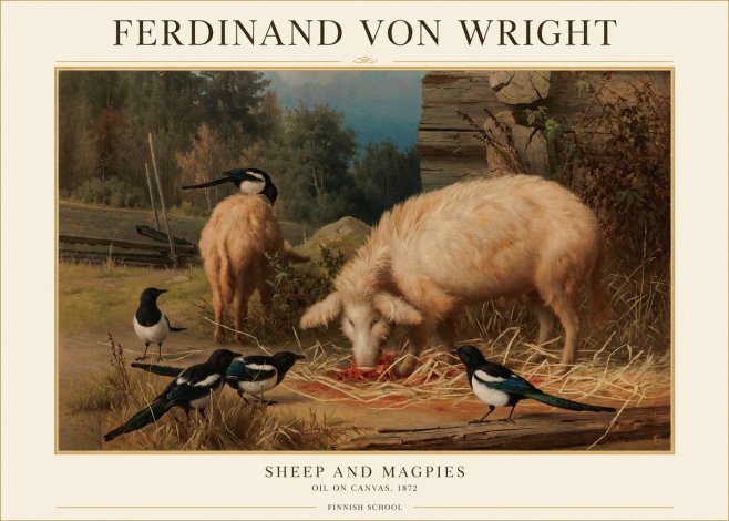 Ferdinand von Wright Sheep and Magpies No1 - Poszter