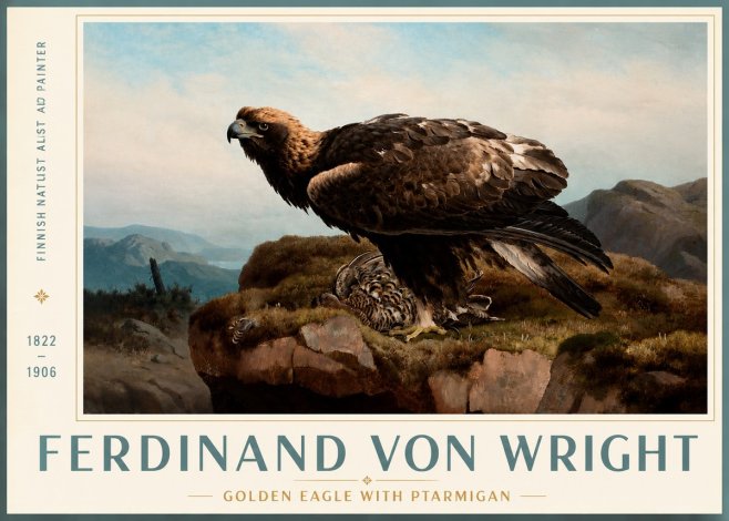 Ferdinand von Wright Golden Eagle with Ptarmigan No3 - Poszter