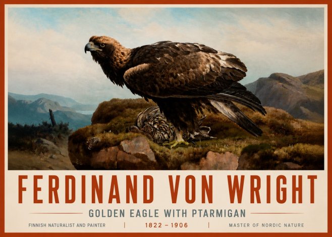 Ferdinand von Wright Golden Eagle with Ptarmigan No5 - Poszter