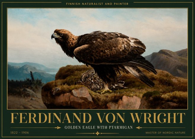 Ferdinand von Wright Golden Eagle with Ptarmigan No6 - Poszter