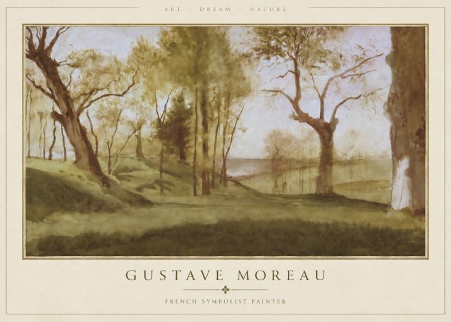 Gustave Moreau Wooded River Landscape No4 - Poszter
