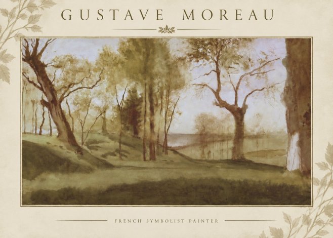 Gustave Moreau Wooded River Landscape No5 - Poszter