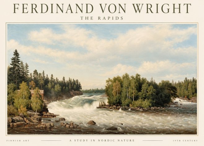 Ferdinand von Wright Rapids in a Finnish River No3 - Poszter