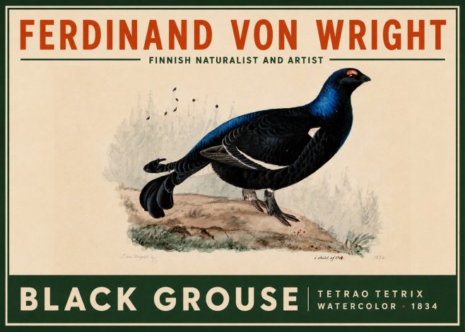 Ferdinand von Wright Black Grouse No2 - Poszter