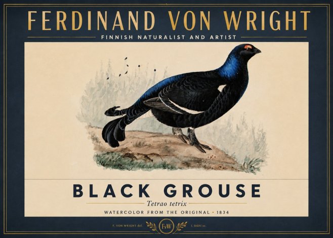 Ferdinand von Wright Black Grouse No3 - Poszter