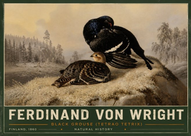 Ferdinand von Wright Black Grouse (Tetrao Tetrix) No5 - Poszter