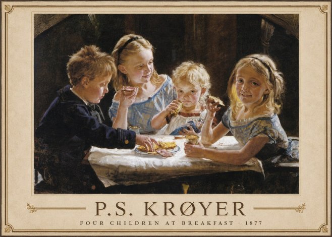P.S. Krøyer Four Children at Breakfast No1 - Poszter