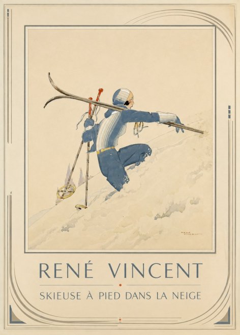 René Vincent Skieuse À Pied Dans La Neige No1 - Poszter