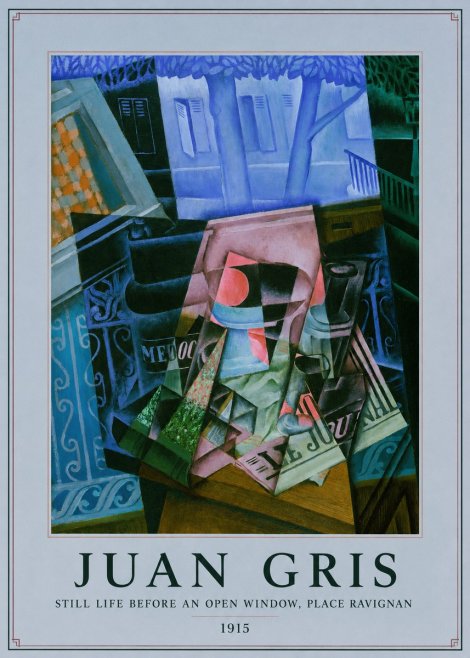 Juan Gris Still Life Before an Open Window, Place Ravignan No5 - Poszter