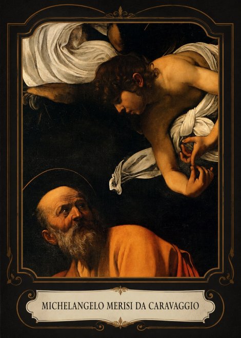 Michelangelo Merisi da Caravaggio The Inspiration of Saint Matthew I No4 - Poszter