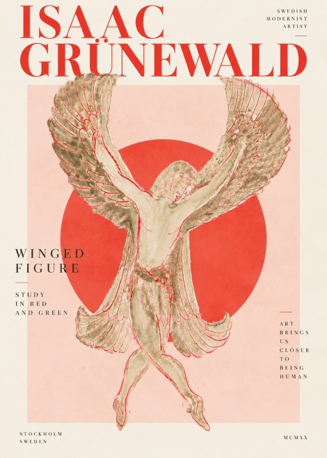 Isaac Grünewald Winged Figure Study in Red and Green No4 - Poszter