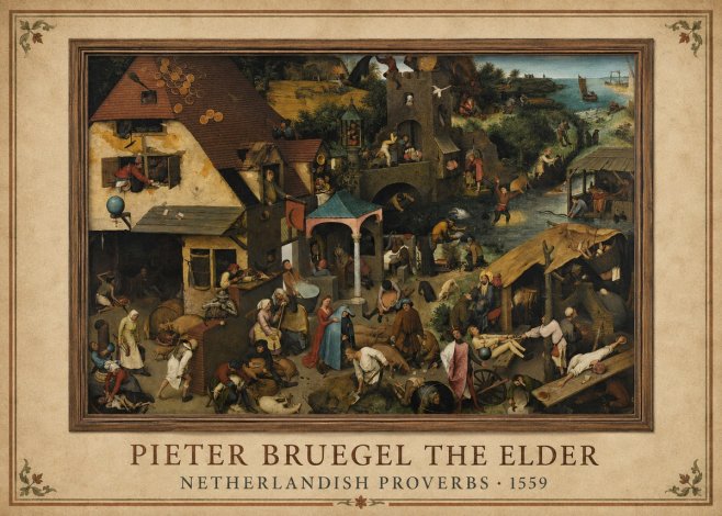 Pieter Bruegel Netherlandish Proverbs XI No1 - Poszter