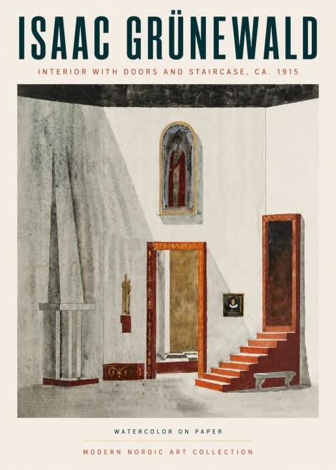 Isaac Grünewald Interior with Doors and Staircase, Ca. 1915 No3 - Poszter