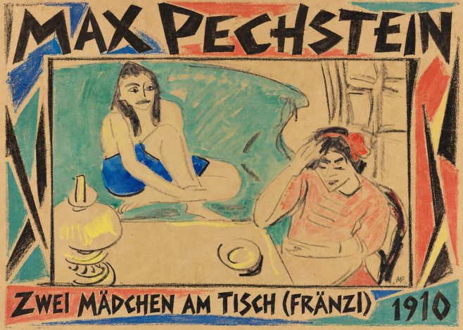Max Pechstein Zwei Mädchen Am Tisch (Fränzi) No1 - Poszter