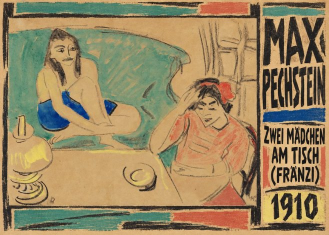 Max Pechstein Zwei Mädchen Am Tisch (Fränzi) No5 - Poszter