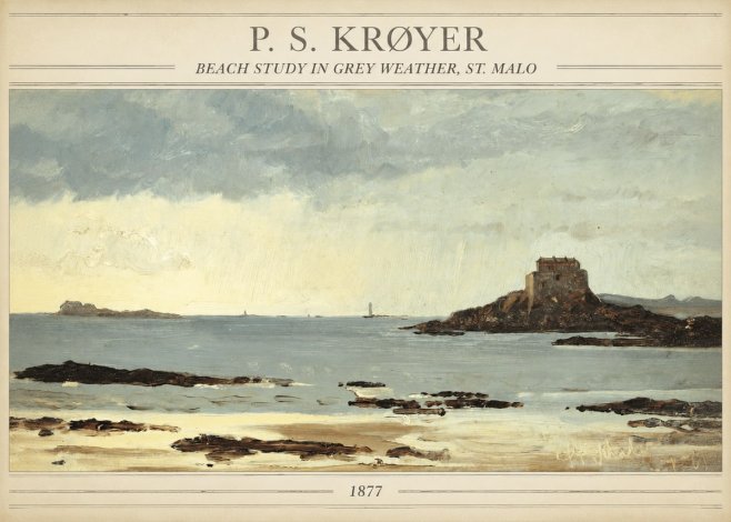 P.S. Krøyer Beach Study in Grey Weather, St. Malo No3 - Poszter