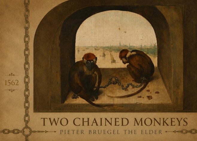 Pieter Bruegel Two Chained Monkeys I No2 - Poszter