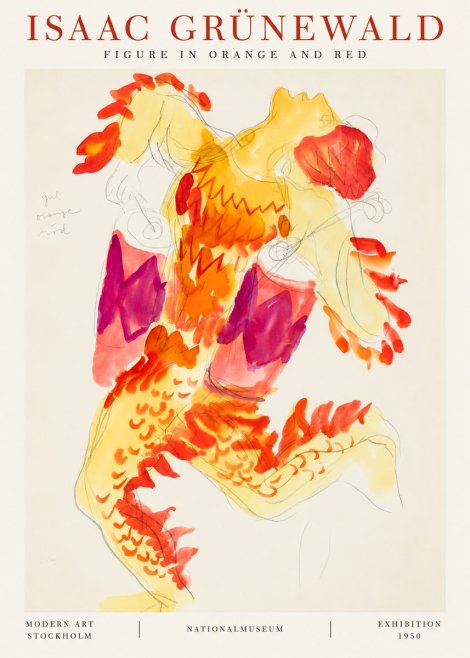 Isaac Grünewald Figure in Orange and Red No1 - Poszter